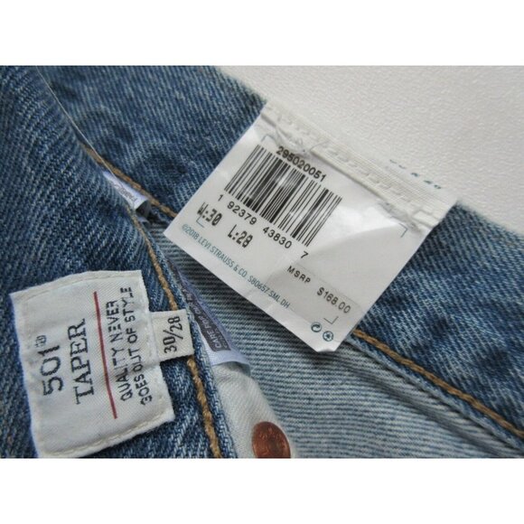 NWT Levi's Made & Crafted LMC 501 Taper Skinny in Pacific Blue Ripped Jeans 30 - Picture 10 of 10